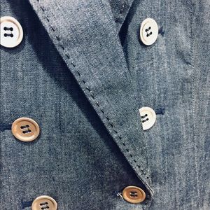 Denim linen double breasted blazer